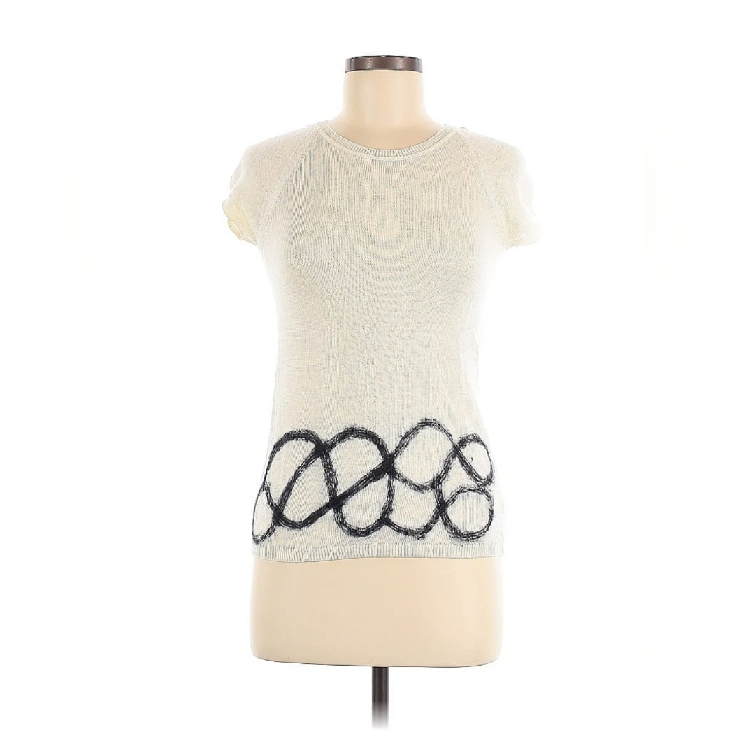 $590 Nwt Piazza Sempione Italy Short Sleeve Knit Sweater Women 42 S Wool Alpaca